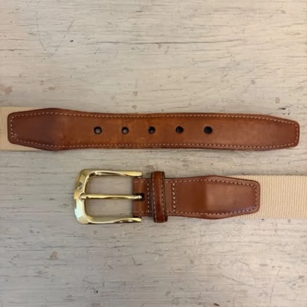 Torino Men's Khaki Surcingle Belt w/ Brown Leather Trim‎ 52-55